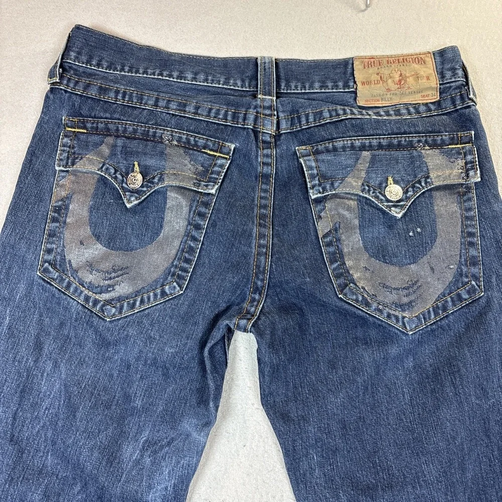 True Religion Men's Billy Bootcut with Flap Pockets Dark Wash Size 36 x33‎